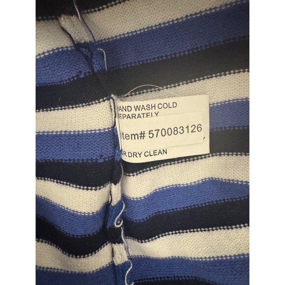 Boston Proper Blue Striped Soft Sweater Embellished Neckline Size XS Knit Top - Picture 7 of 8